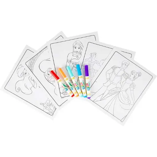 كرایولا – مجموعة تلوين Color Wonder لشخصيات أميرات ديزني، Foldalope مع 4 أقلام تلوين