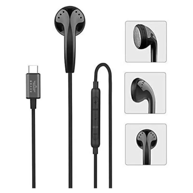 Brave Usb-C Wired Mono Earphone With Microphone and Volume Control.webp