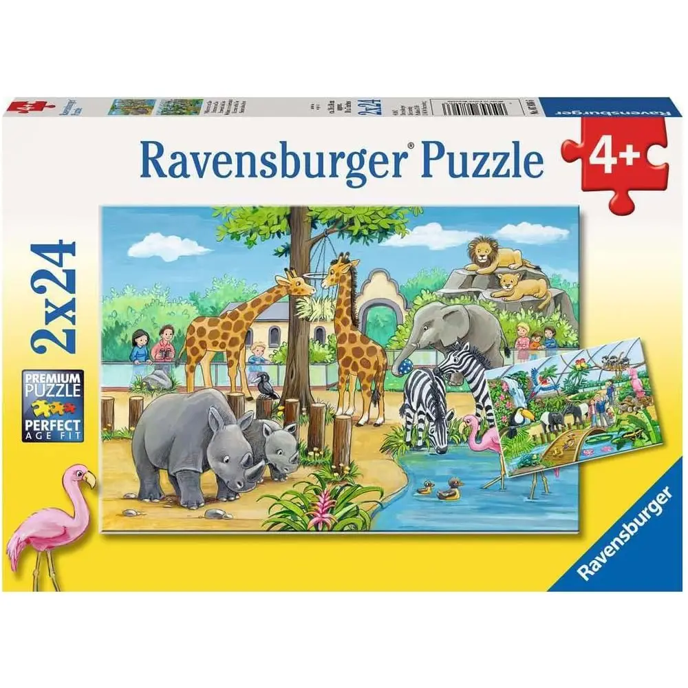 Ravensburger مرحبًا بكم في حديقة الحيوان 2 × 24 قطعة 1 × 30 قطعة