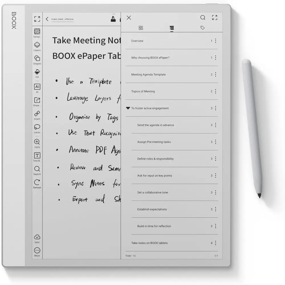 قارئ إلكتروني BOOX Note Max بشاشة 13.3 بوصة، ذاكرة 6 جيجابايت، سعة تخزين 128 جيجابايت، بنظام Android 13