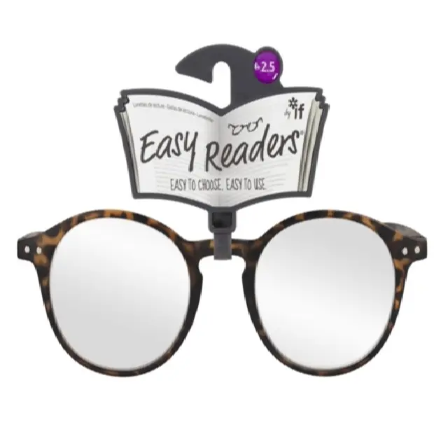 شركة IF – نظارات قراءة Easy Readers – دائرية بنمط القشرة السلحفائية (Tortoiseshell) +2.5
