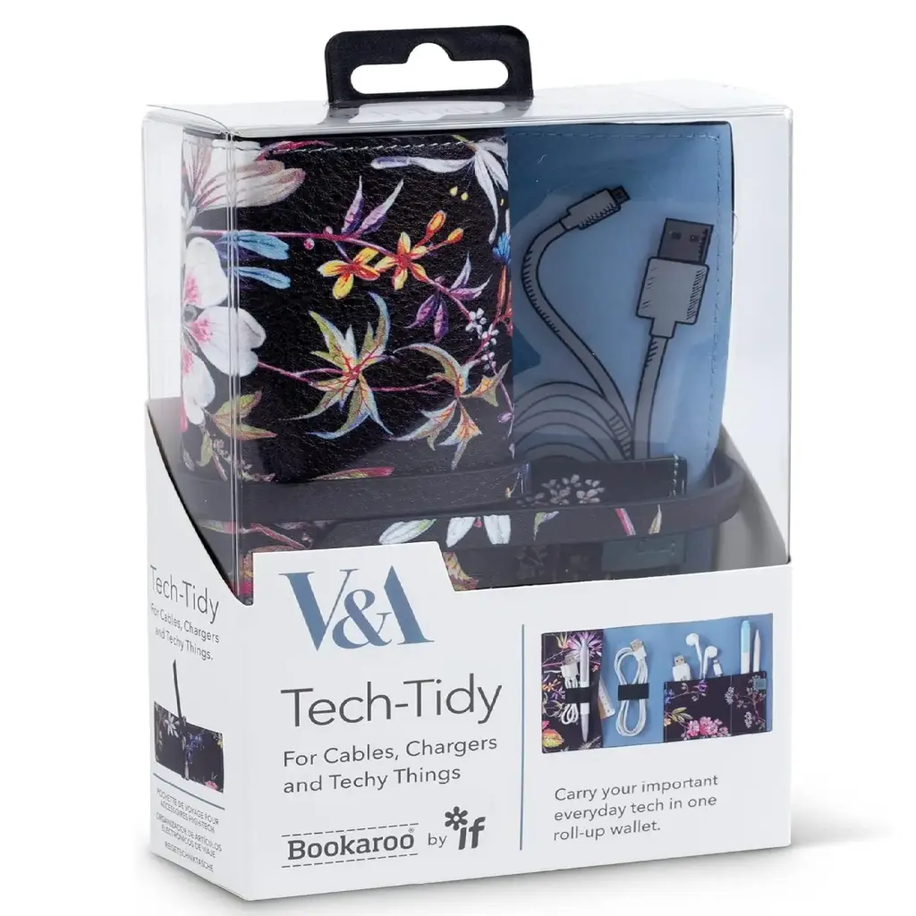 شركة IF – منظم أدوات تقنية V&A Bookaroo – كيلبورن، زهور سوداء (Kilburn Black Floral)