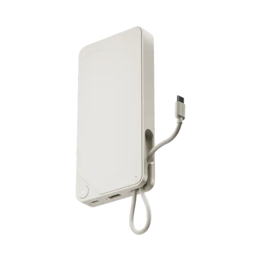 باور بانك موماكس Power X1 بسعة 20,000 مللي أمبير مع كابل USB-C مدمج – أبيض