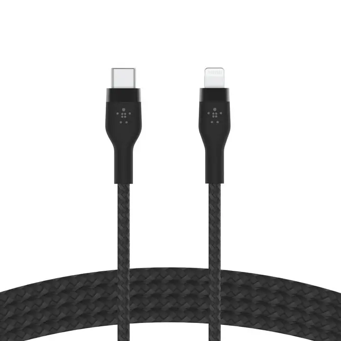 كيبل مضفر بيلكن BoostCharge Pro Flex من USB-C إلى لايتنينغ بطول 1 متر — اللون الأسود