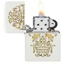 ولاعة زيبو المقاومة للرياح – "White Matte" الحجم العادي – تصميم جمجمة السكر (Sugar Skull) – 48710-214