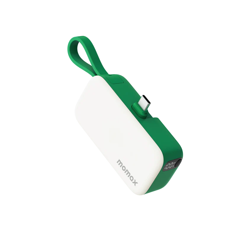 Momax 1-Power Mini 5000mAh 3-in-1 Power Bank with USB-C Plug - Green