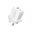 Promate PowerPort-25AC 25W Dual Port Wall Charger - White UK Plug