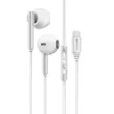 بروميت (Laxi-S) سماعات أذن سلكية بمنفذ USB-C مع ميكروفون بخاصية إلغاء الضوضاء البيئية (ENC) - أبيض
