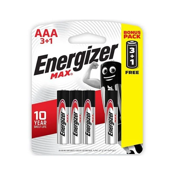 Energizer Max Alkaline AAA Batteries BP4 (3+1)