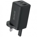 بروفي (Proove Pocket GaN) شاحن جداري بقدرة 65 واط (2*Type-C + USB) بقابس بريطاني (UK) - أسود