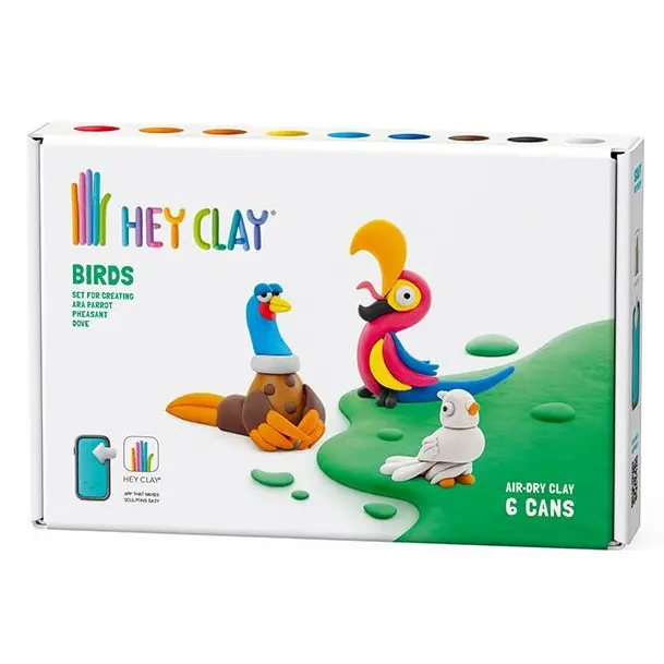 HEY CLAY - Birds: Pheasant, Ara Parrot, Dove 6 Cans