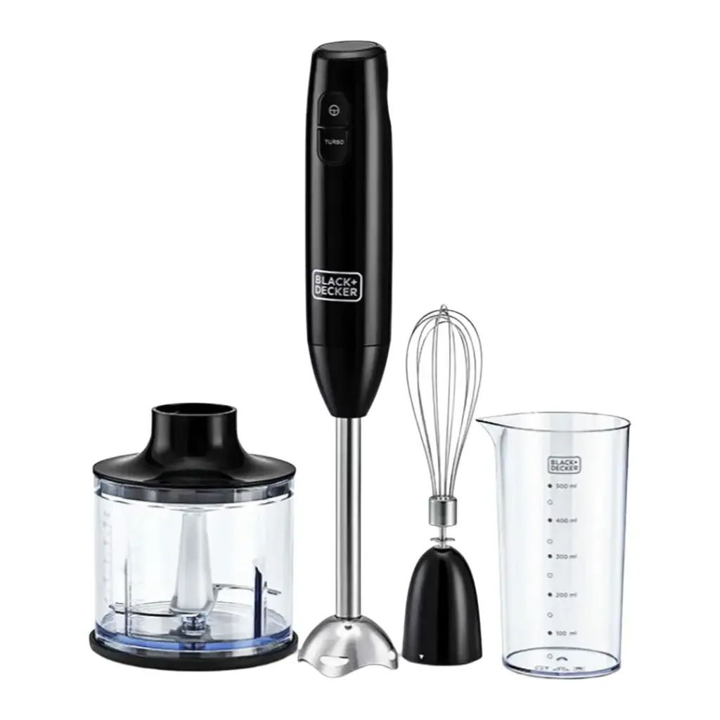 Black & Decker 3-in-1 Hand Blender with Chopper, 600W, HB600-B5 - Black