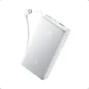 Anker Zolo Power Bank - 20,000mAh 22.5W Max Portable Charger with Built-in USB-C Cable - White