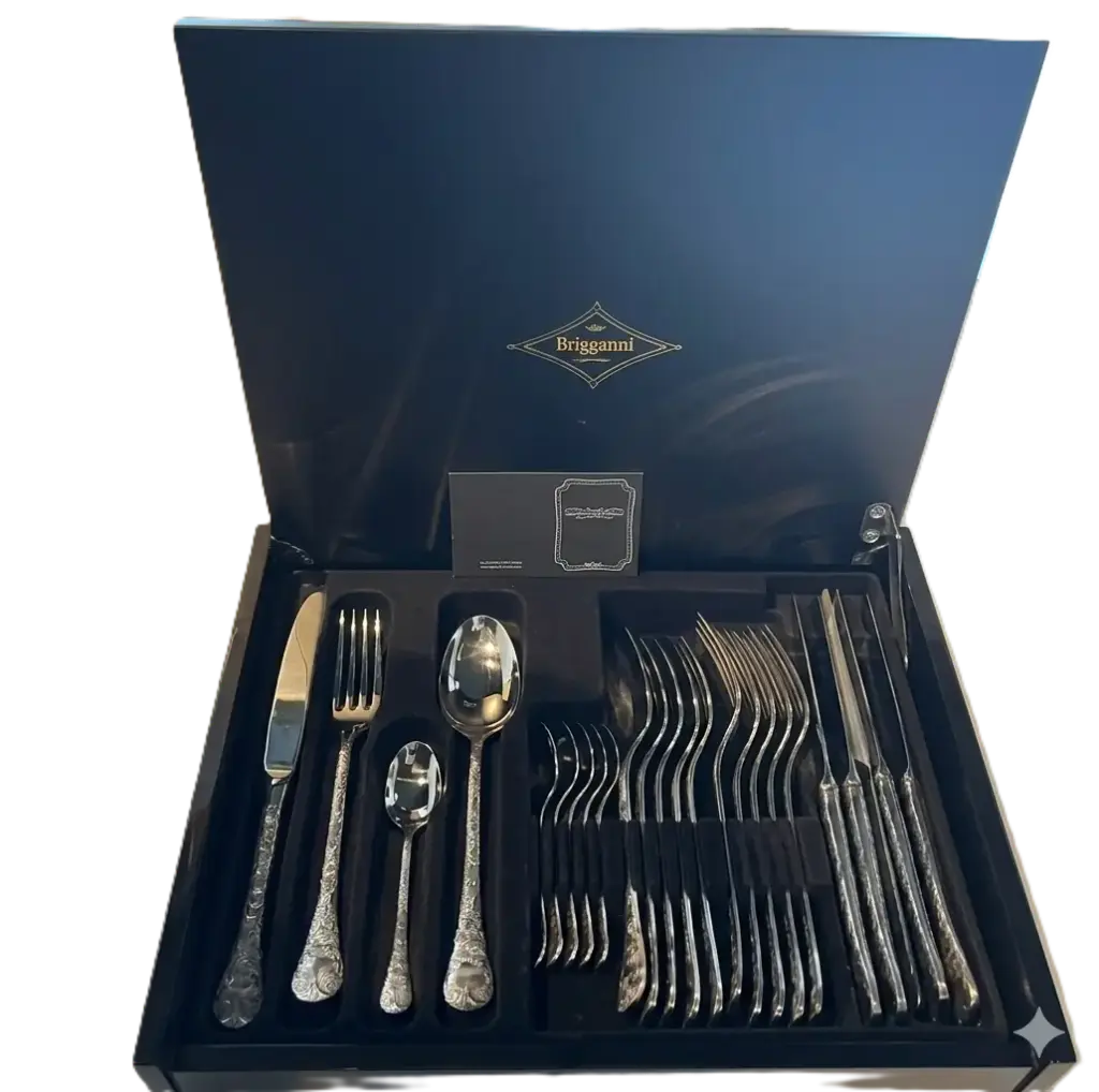Brignani Spring Stainless Steel 24-Piece 18/10 Cutlery Set with Wooden Case