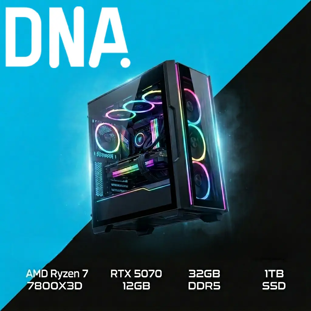 DNA Gaming PC Build - AMD Ryzen 7 7800X3D / RTX 5070 12GB / 32GB DDR5 / 1TB SSD