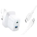 شاحن أنكر 323 بقوة 33 واط مع كابل من USB-C إلى Lightning بطول 3 قدم (0.9 متر) - لون أبيض