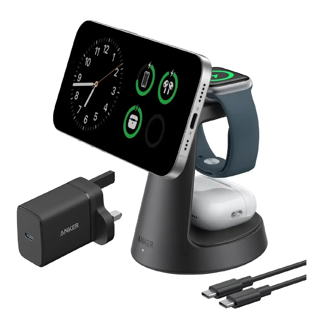 Anker MagGo Wireless Charging Station 3-in-1 Qi2 15W - Black