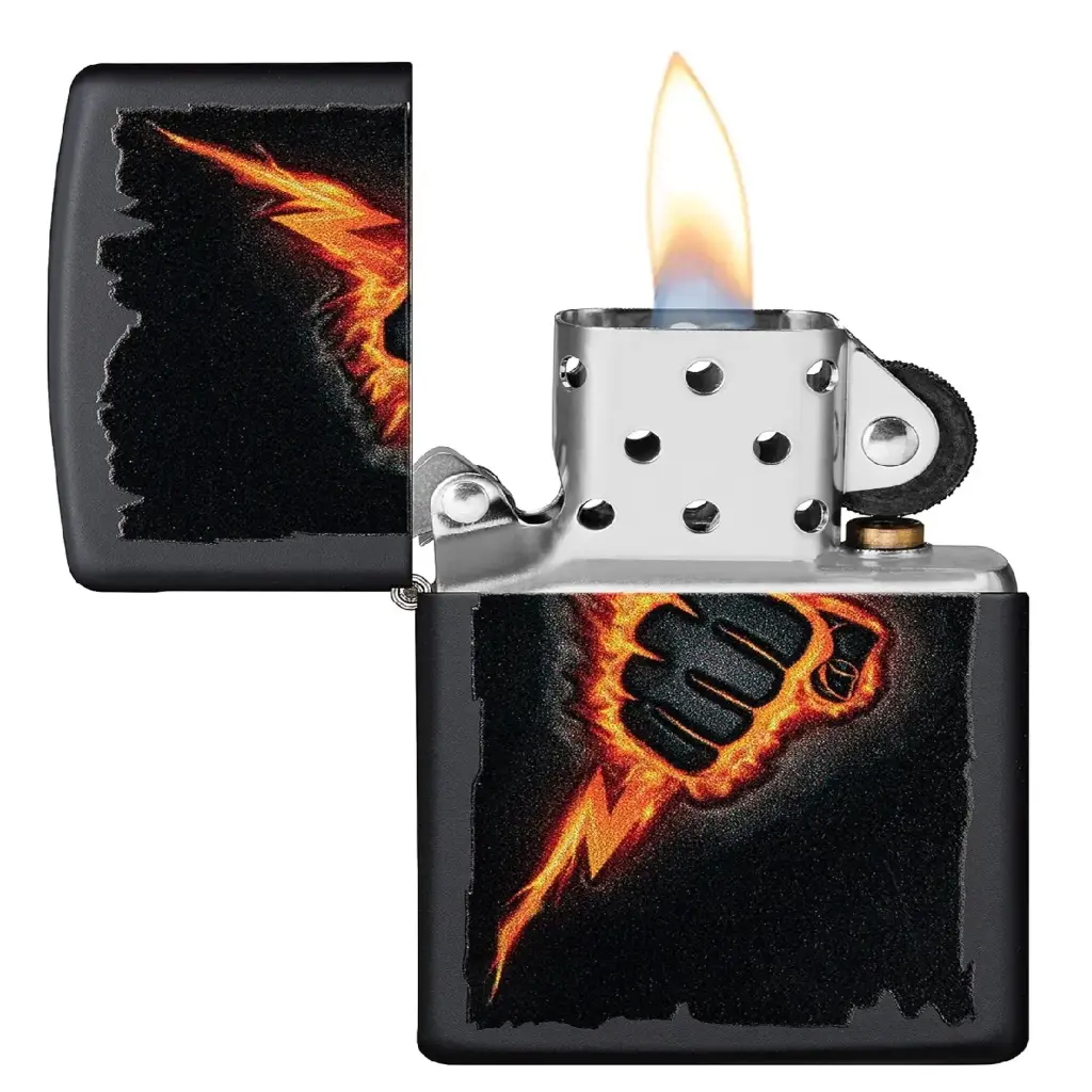 Zippo Lightning Bolt Fist Black Matte Windproof Lighter
