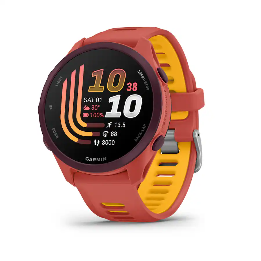 Garmin Forerunner 170 Music GPS Running Smartwatch - Red Pink with Red Pink / Mango Band