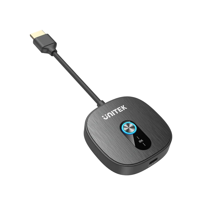 يونيتيك V1711ABK01 طقم موسع HDMI 1080p لاسلكي - 1 جهاز إرسال + 2 جهاز استقبال، حتى 50 متر، أسود