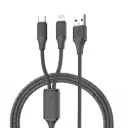 بريف كابل بيانات مضفر للشحن السريع 2 في 1 من USB-A إلى USB-C و Lightning 6 أمبير BDC-44