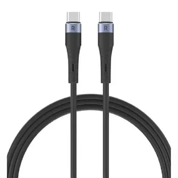 راف باور كابل سيليكون سائل من USB-C إلى USB-C بقوة 60 واط RP-CB1038 بطول 1 متر - أسود