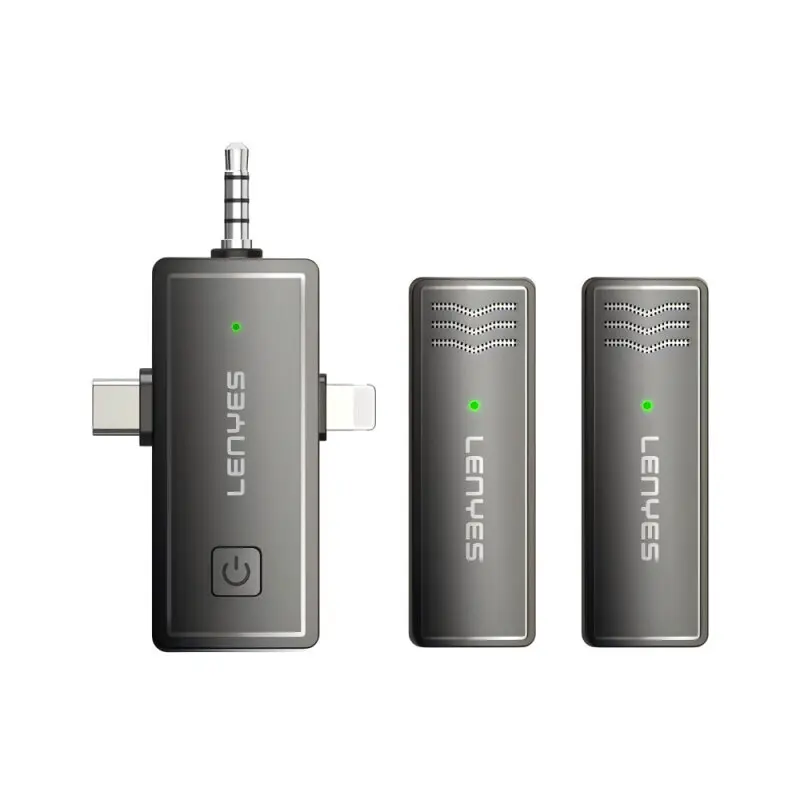 Lenyes LM202 3-in-1 Wireless Lavalier Microphone - Black