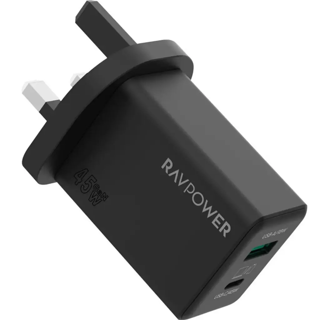 RAVPower RP-PC1099 45W Dual-Port GaN Wall Charger - Black