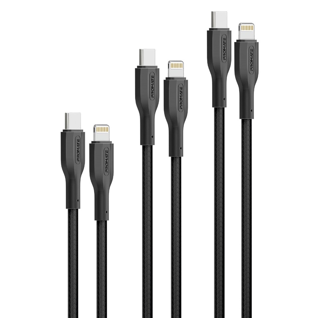 بروميت CableKit-Ci طقم 3 كيبلات USB-C إلى Lightning بقدرة 27W
