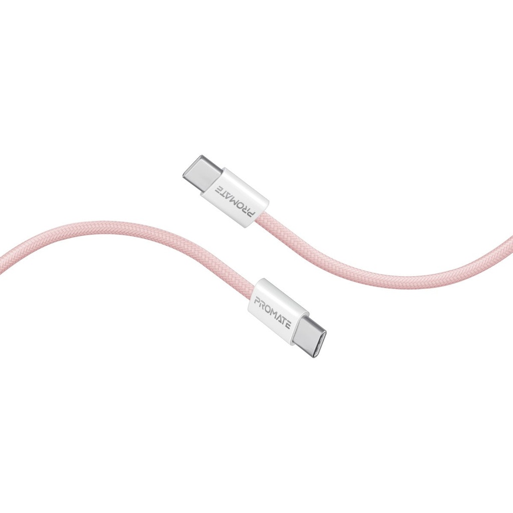 بروميت EcoLine-CC120 كيبل USB-C إلى USB-C بطول 1.2 متر وقدرة 60W - وردي
