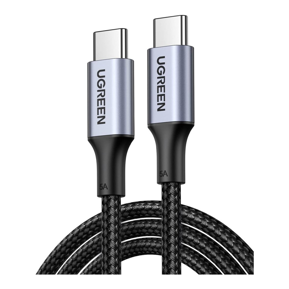 يوجرين كابل USB 3.1 USB-C إلى USB-C مضفر 5A، 1 متر - أسود