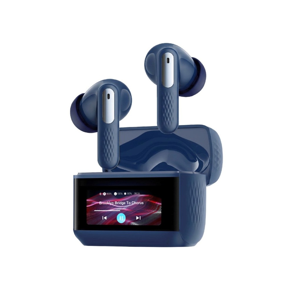 Promate Arix ANC True Wireless Earbuds with 1.47-inch Smart Touch Display - Blue