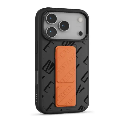 [DNA0026997] Levelo Morphix Vallo Faux Leather GripStand iPhone 17 Pro BLK ORG