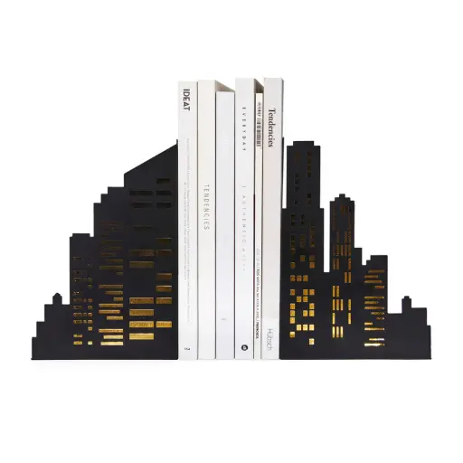[DNA0027875] Balvi Bookend,Skyline,black,with light,2xAA