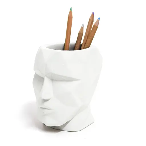[DNA0027905] Balvi Pen holder,The Head,white,ciment