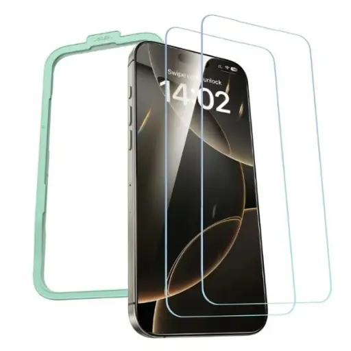 [DNA0030269] حامي شاشة يوغرين عالي الوضوح مع إطار لهاتف iPhone 16 Pro (قطعتان)
