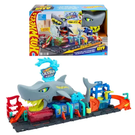 [DNA0034508] Hot Wheels City Shark Car Wash Playset