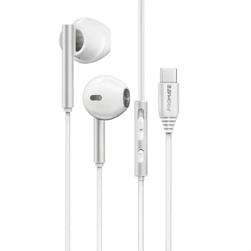 [DNA0041397] بروميت (Laxi-S) سماعات أذن سلكية بمنفذ USB-C مع ميكروفون بخاصية إلغاء الضوضاء البيئية (ENC) - أبيض