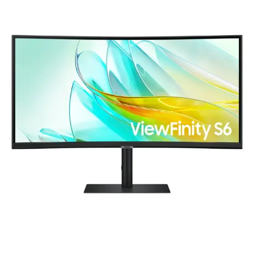 [DNA0041613] سامسونج (ViewFinity S6 S65UC) شاشة منحنية (1000R) مقاس 34 بوصة بدقة (UWQHD) ولوحة (VA) بتردد 100 هرتز ومنفذ (USB-C) - أسود