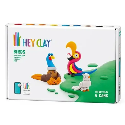 [DNA0042365] HEY CLAY - Birds: Pheasant, Ara Parrot, Dove 6 Cans