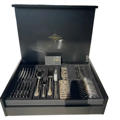 [DNA0043100] Brignani Spring Gold / Stainless Steel 75-Piece 18/10 Cutlery Set with Wooden Case