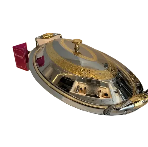 [DNA0043120] Brignani Olbia Gold Oval Risotto Serving Dish 50x31 cm