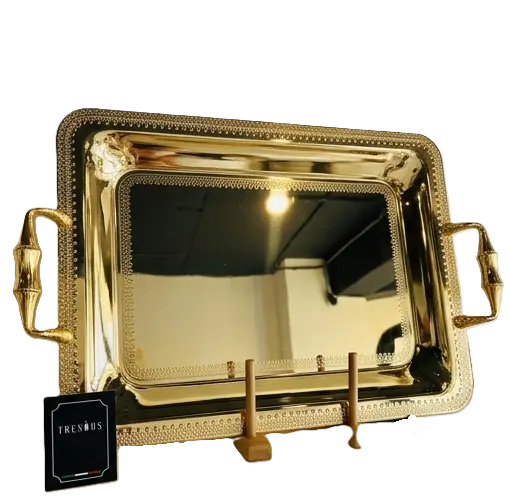 [DNA0043128] Brignani Diadema 2 Linee Gold Rectangular Serving Tray 50x35 cm