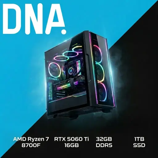 [DNA0045913] DNA Gaming PC Build - AMD Ryzen 7 8700F / RTX 5060 Ti 16GB / 32GB DDR5 / 1TB SSD