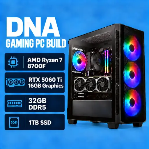 [DNA0045913] DNA Gaming PC Build - AMD Ryzen 7 8700F / RTX 5060 Ti 16GB / 32GB DDR5 / 1TB SSD