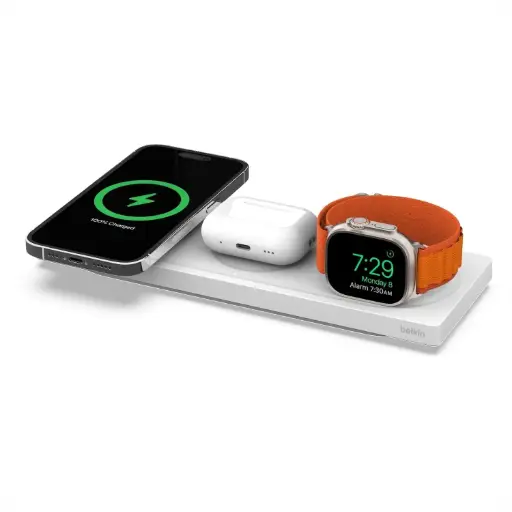[DNA0054434] Belkin BoostCharge Pro 3-in-1 Wireless Charging Pad with Official MagSafe Charging 15W - White