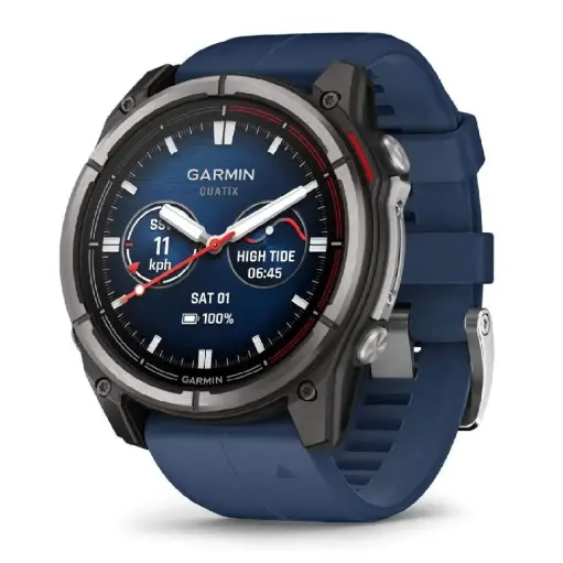 [DNA0055609] Garmin quatix 8 AMOLED Marine GPS Smartwatch 51mm Sapphire - Black / Titanium with Captain Blue Silicone Band