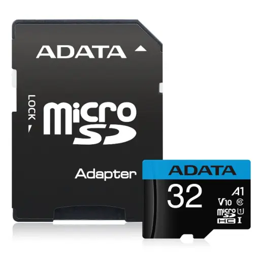 [DNA0056254] إيه داتا بريمير 32 جيجابايت بطاقة ذاكرة microSDHC إتش سي يو إتش إس-آي الفئة 10 A1 مع محول إس دي