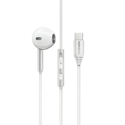 [DNA0056396] Promate Laxi-M USB-C ENC Mono Wired Earphone - White
