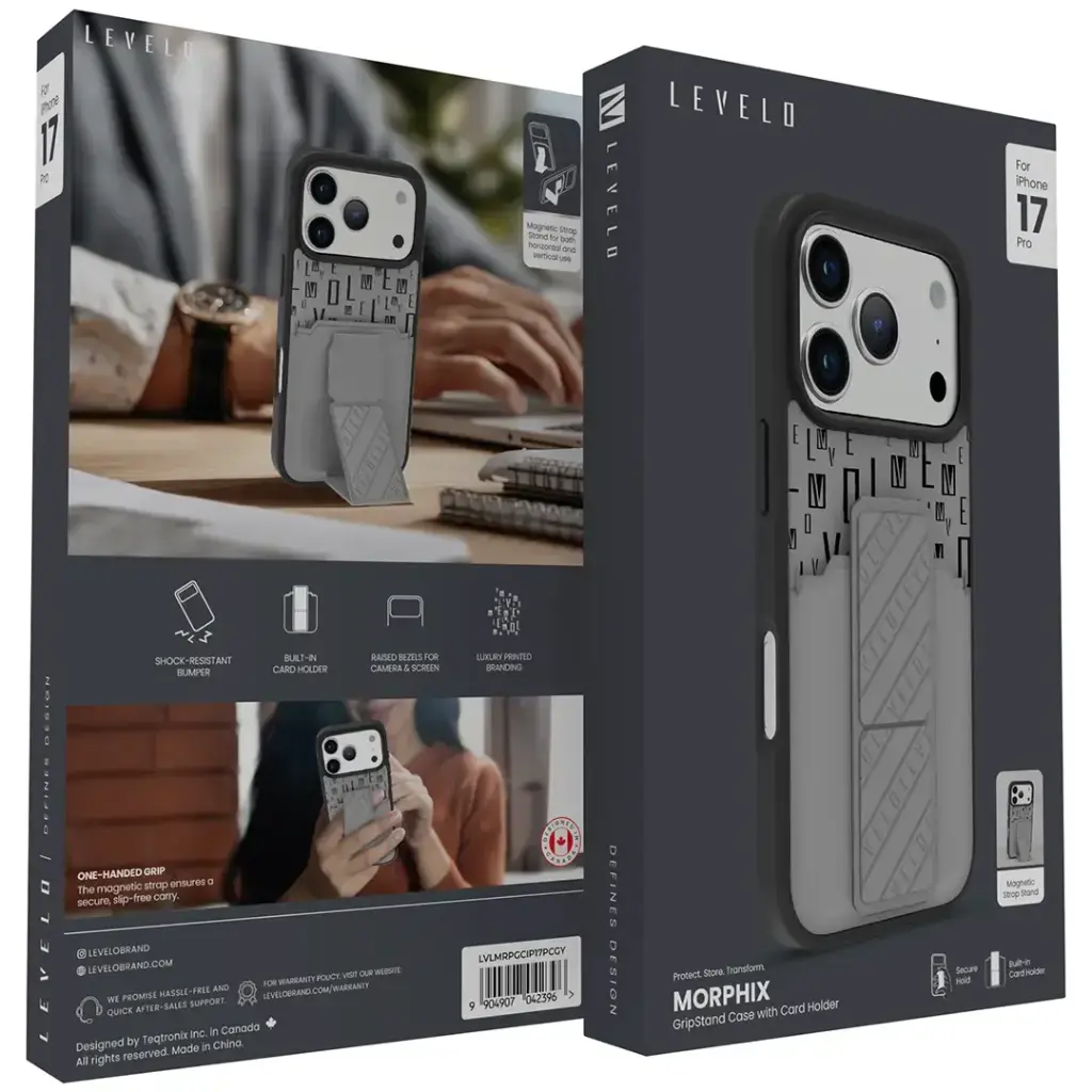Levelo Morphix Gripstand Case With Cardholder for iPhone 17 ProPro Max.webp